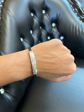 Brighton "PEACE STARTS WITHIN" Braided Leather & Scripted I.D Bracelet